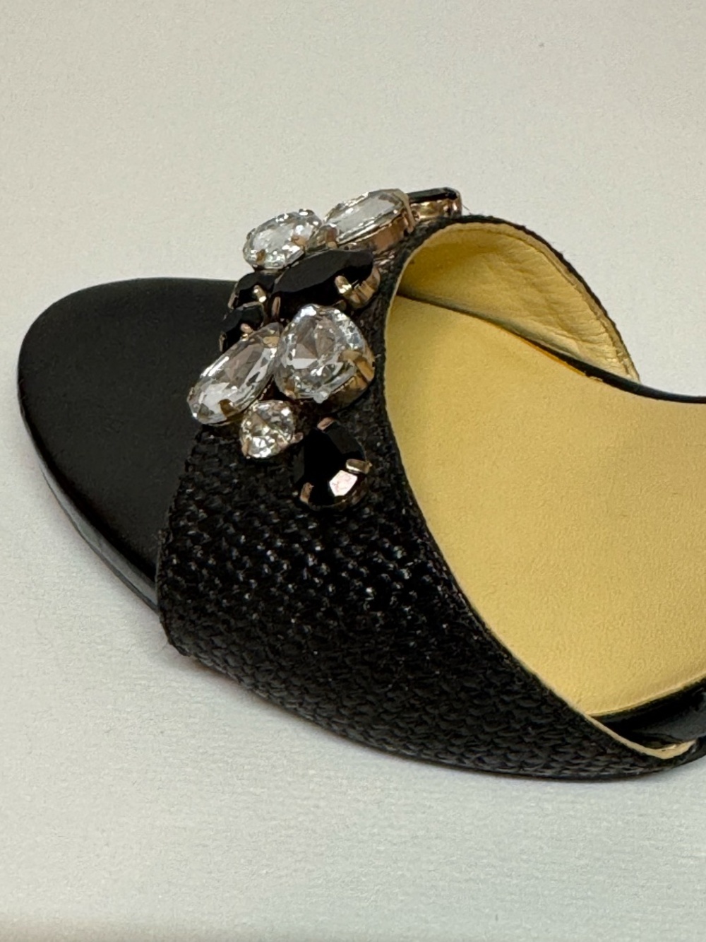 Liz Claiborne Black Embellished Ankle Strap Heels Woven 7.5 Rhinestone Sandals - Picture 6 of 13
